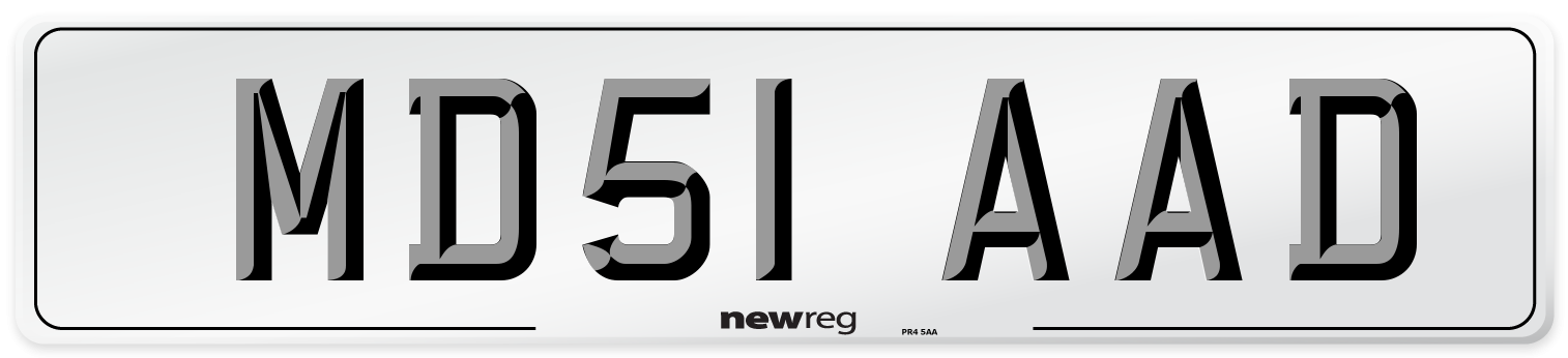 MD51 AAD Number Plate from New Reg
